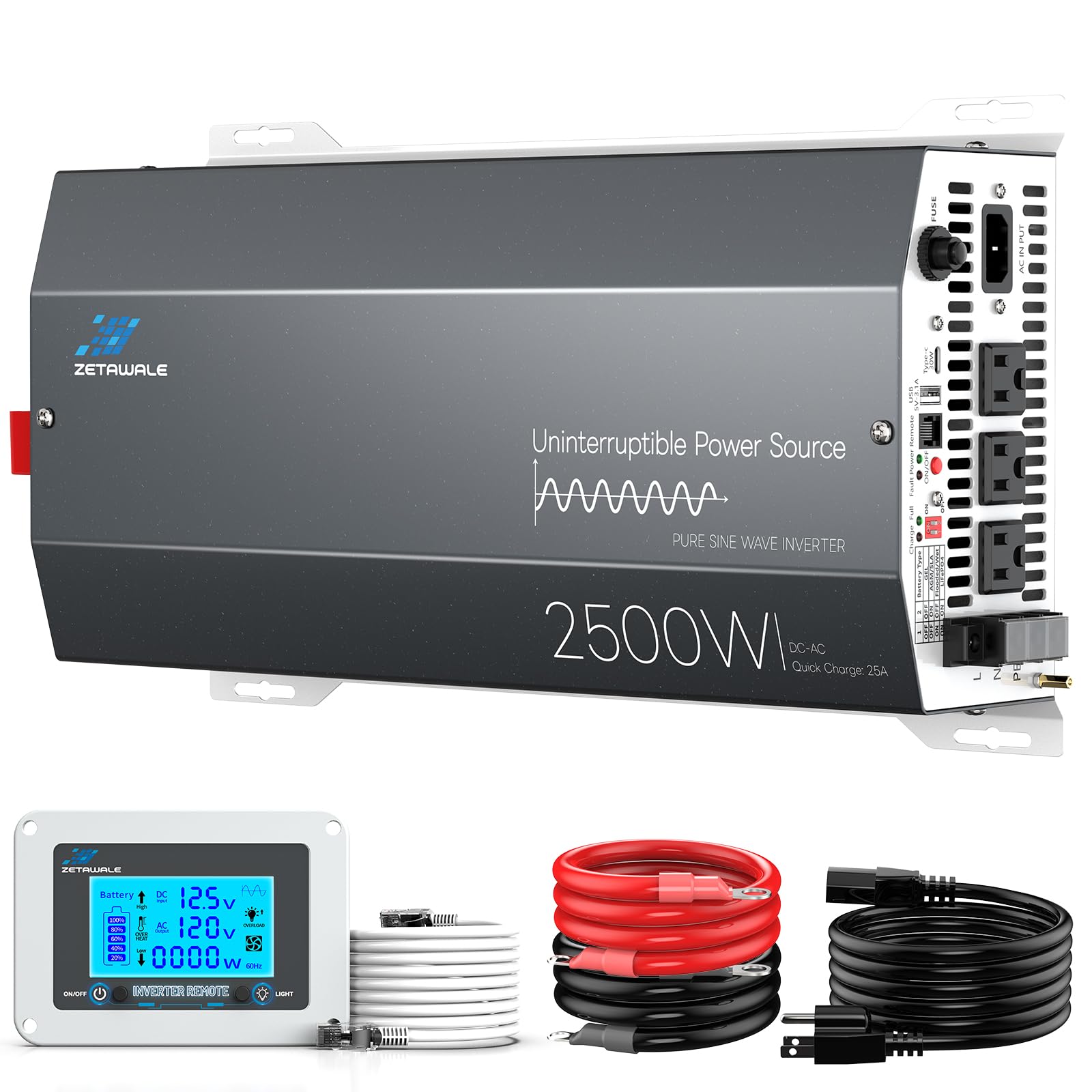 Amazon.com : 2500W Sump Pump Battery Backup System, Pure Sine Wave